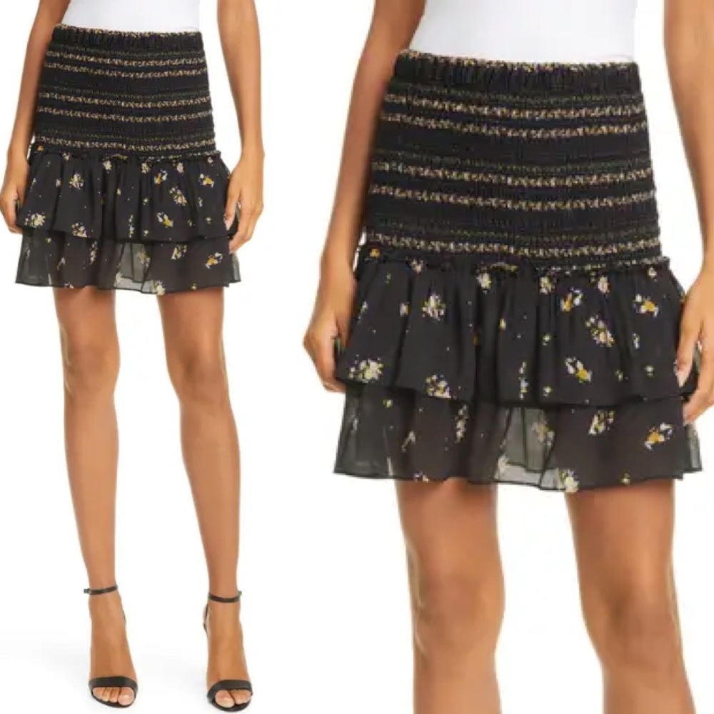DOLAN Eleanor Mixed Floral Smocked Skirt NWOT XS